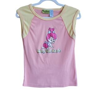 Youth Baby Got Back Pebbles Flintstones Tee Pink Yellow Pop Culture
